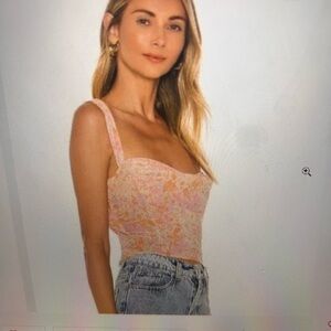 Free People Pink and Orange Bustier Crop Tank Top